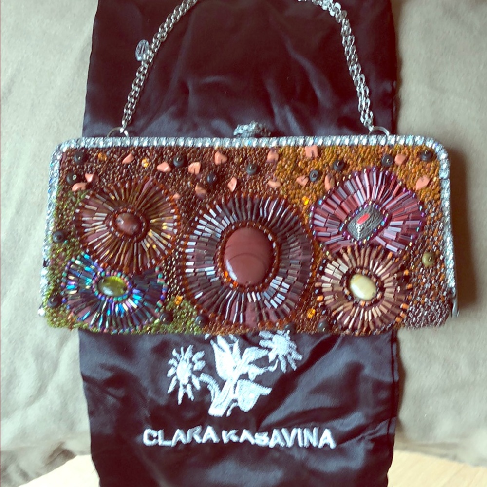 Clara Kasavina Laura Multi-Colored Clutch—missing 2 small rhinestones & 3 beads - Picture 2 of 11